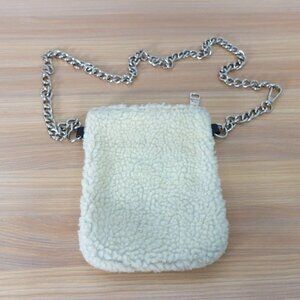 White Bag Women Crossbody Sling Purse Sherpa Fuzzy Shearling Fleece STEVE MADDEN
